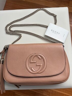 Like New Gucci SoHo Crossbody/Tan/Gold Chain